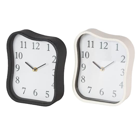 Black & White Metal Textured Decorative Clock Set